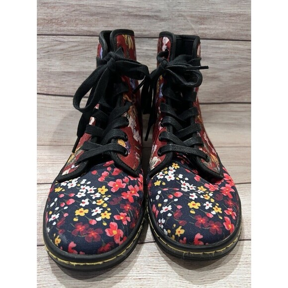 Dr. Martens Pink Floral Boots Kids Size 4 Womens Size 6 - Picture 3 of 14